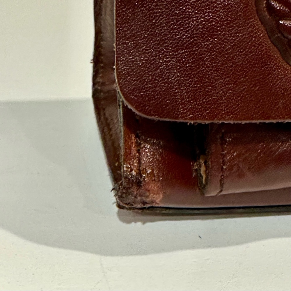 Patricia Nash Floral Embossed Brown Leather Handbag - Picture 6 of 8